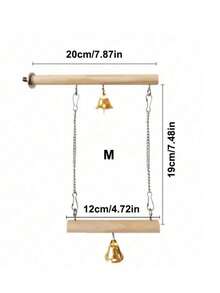 SHEIN 1pc Double-Decker Wooden Parrot Stand With Bell Swing