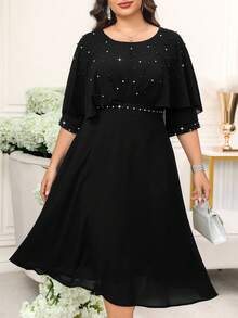 Gownix Váy dự tiệc đính đá sang trọng cỡ lớn - màu đen - Xem 4