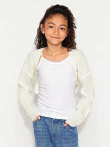 Radiana Tween 女童休闲针织长袖开衫夹克 - 米色 - 查看 7