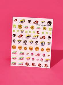 FanGlow THE POWERPUFF GIRLS X SHEIN 1 miếng dán móng tay hình hoạt hình dễ thương - Miếng dán móng tay tự dính dành cho nữ, hiệu ứng nổi 5D, chủ đề dễ thương, vui nhộn và tinh tế, dễ dán để trang trí móng tay, tự làm, quà tặng ngày lễ, phong cách tiệc tùng. - Nhiều màu - Xem 3