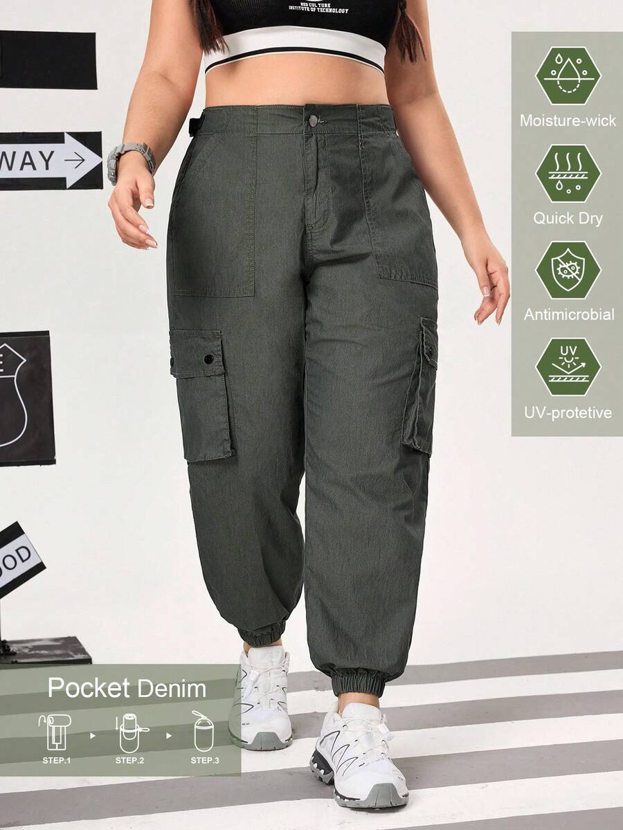 Plus Size Outdoor Pants For Hiking Sun Protection Lightweight Quick Dry Hiking Women Hiking Camping Lightweight Jeans - Green - View 1