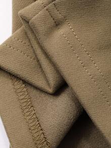 Livesso Simple Casual Solid Color Elastic Waist Straight Leg Pants - Khaki - View 3