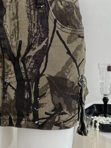 Elamini Falda vaquera mini estilo línea A con camuflaje americano, ajuste ceñido estiloso para mujer, primavera/otoño - Multicolor - Ver 4