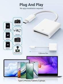 Teckwe SD Card Camera Reader Compatible With IPhone/IPad, Storage Card Reader And Viewer Adapter Compatible With IPhone 15/14/13/12/11/XS/XR/X/8/7, IPad, Plug And Play No App Required