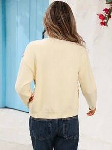 Vivid Eden Minimalist Casual Geometric Pattern Sequin Decor Knit Cardigan In Fall/Winter - Multicolor - View 2