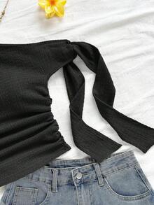 Soleia 优雅女士上衣，乡村风女士上衣，时尚女士上衣，外出女士上衣，万圣节女士上衣，秋季女士上衣，休闲女士上衣，派对上衣 - 黑色 - 查看 4