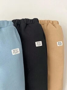 Loomiva 3件套男婴松紧腰罗纹袖口裤套装，男童秋冬长裤，男童棉裤，男童舒适休闲裤，男童运动裤，男童慢跑裤，男童羊毛裤，儿童冬裤，小男孩运动裤，宽松运动裤，男童裤子，男童休闲裤，儿童运动裤 - 卡其色 - 查看 6