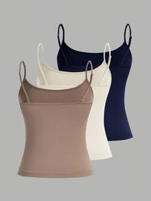 SHEIN EZwear 3pcs/Set Women's Sexy Cropped Camisole Tops, Suitable For Summer - Multicolor - View 2