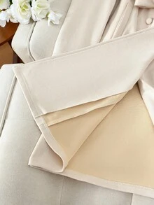 Franclia 女式纯色仿麂皮双排扣侧袋常规夹克 - 杏色 - 查看 7