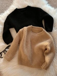 SHEIN 男婴保暖内衬圆领长袖卫衣套装（2件装），舒适休闲日常基础款，适合室内、室外、日常穿着、运动、派对、节日、街头风、万圣节、圣诞节、秋冬季等场合。 - 彩色 - 查看 4