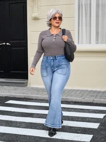EMERY ROSE Quần Jeans Denim Cổ Điển Giặt Thường Ngày Cho Kỳ Nghỉ Cỡ Lớn - Rửa nhẹ - Xem 6