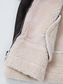 GENKIRA Nouvelle veste de moto en fausse fourrure Maillard pour femmes, manteau en peau de mouton, vêtements d'hiver - Noir - Voir 7