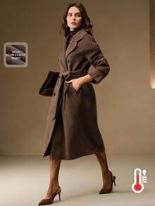 Anewsta Women's New Handmade Loose Double-Sided Wool Coat - Coffee Brown - View 6