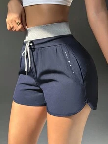 Gameset SHEIN Sport 女士百搭运动瑜伽短裤，百搭撞色 - 彩色 - 查看 5