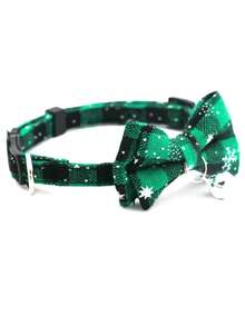 PETSIN 1 圣诞雪花项圈、猫项圈、狗项圈、雪花领结、印有铃铛、可调节尺寸宠物项圈、圣诞装饰、着装、宠物用品