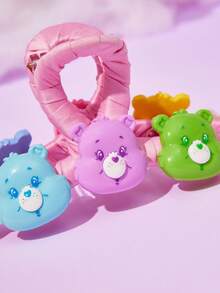 SHEIN X Care Bears 可爱双面 3D 熊形设计发爪，适合女士和女孩，6 只熊 - 彩色 - 查看 4