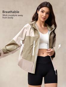 OutZeal Women Water-Resistant Multi Pockets Drawstring Hem Outdoor Jacket Hiking Camping