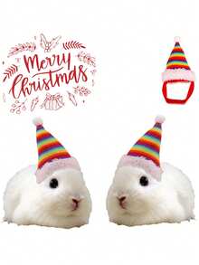 PETSIN 1 pieza Sombreros de Navidad arcoíris lindos y divertidos para mascotas como conejos, erizos, cobayas - Color - Ver 1