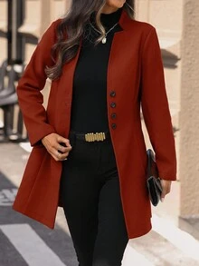 EMERY ROSE 女士休闲度假立领修身夹克 - 紅木色 - 查看 1