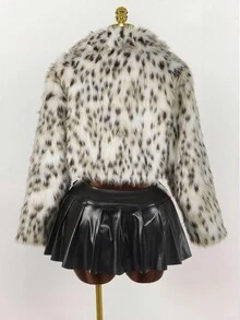 Y2K Amplova Polka Dot Zip Up Short Faux Fur Jacket For Winter Cheetah Print Jacket Faux Fur Coat Animal Print Clothes Leopard Print Jacket - Multicolor - View 9