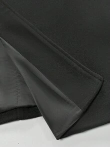 Manfinity Mode Men's Solid Color Faux Fur Patchwork Long Sleeve Windbreaker Jacket, Autumn/Winter Men Long Coat Elegant For Men Luxury Overcoat - Black - View 9