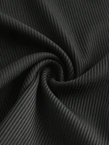 SHEIN EZwear 女式休闲性感露背黑色挂脖背心，百搭 - 黑色 - 查看 4