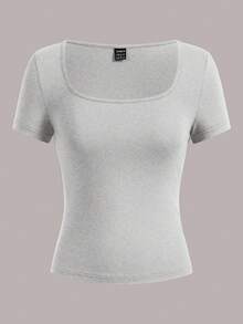 SHEIN EZwear 3pcs Women's Short Sleeve Cropped Casual Fitted T-Shirts, Suitable For Summer,Red Top - Multicolor - View 3