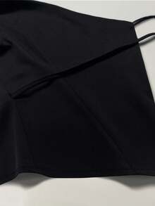 INAWLY Áo hai dây buộc thời trang nữ màu trơn đơn giản thiết kế tối giản - màu đen - Xem 5