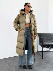 EURMUSE Premium Quality, Keep Warming Feature, Large Puller Puffer Wintercoat - Apricot - View 1