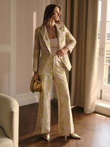 MOTF PREMIUM PRESS CREASE FLORAL PRINT SUIT PANTS - Green - View 1