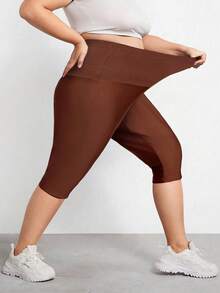 SHEIN CURVE+ Legging capri sculptant taille haute grande taille. Gaine sculptante pour le corps entier, rehausseur de fesses, contrôle du ventre et des cuisses