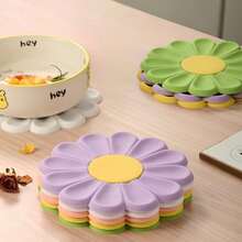 1 件硅胶三脚垫防滑耐热厨房台面热垫完美三脚架用于热菜现代设计锅碗瓢盆架别致雏菊花硅胶桌垫耐热，易清洁杯垫和锅垫 - 彩色 - 查看 6