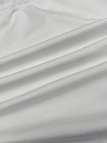 SHEIN EZwear Áo thun nữ dáng rộng tay loe in chữ phong cách đường phố, hở vai, thời trang thường ngày, mùa xuân/thu - trắng - Xem 4