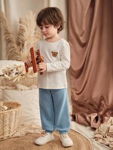 Loomiva 3件套男婴松紧腰罗纹袖口裤套装，男童秋冬长裤，男童棉裤，男童舒适休闲裤，男童运动裤，男童慢跑裤，男童羊毛裤，儿童冬裤，小男孩运动裤，宽松运动裤，男童裤子，男童休闲裤，儿童运动裤 - 卡其色 - 查看 4