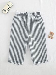 Cozy Pixies 男婴松紧腰休闲裤，带装饰丝带，舒适百搭 - 綠色 - 查看 2