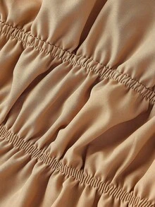 SHEIN MOD 驼色女士系带喇叭袖衬衫，镂空服装，女款，恶魔服装，复古，海盗上衣，嬉皮士，外出上衣