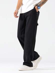 Manfinity Hypemode Men's Casual Loose Fit Jeans With Pockets - Black - View 3