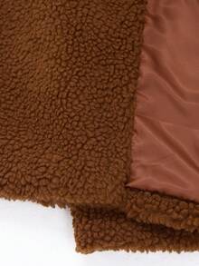 GENKIRA Áo khoác dài cổ điển thanh lịch có mũ trùm đầu bằng lông giả màu nâu thu/đông - màu nâu - Xem 7