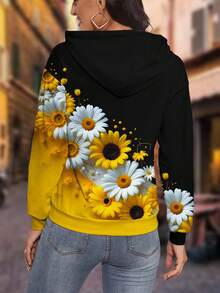 EMERY ROSE Plus Size Women's Floral Print Sweatshirt Pullover Fall Winter Autumn - Multicolor - View 2