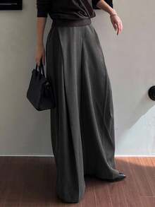 DAZY Quần ống rộng dáng rộng màu trơn cho nữ mùa thu - màu đen - Xem 4