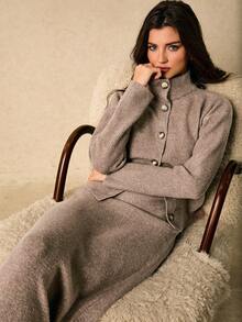 Poéselle Women's Casual Minimalist Turtleneck Sweater And Skirt 2 Pieces Set, Autumn/Winter,Brown Sweater ,Casual Sets For Women, Cozy Fall Layer,Women's Winter Sweater,Vintage Knitwear, Neutral Knit Top,Soft Knit ,Casual Sweater,Casual Outfit For Women,New Year Outfit ,Elegant Women,Fall/Winter,Cozy Fall And Winter Clothes For Women