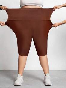 SHEIN CURVE+ Legging capri sculptant taille haute grande taille. Gaine sculptante pour le corps entier, rehausseur de fesses, contrôle du ventre et des cuisses