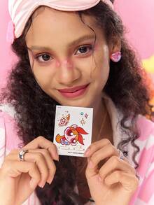 THE POWERPUFF GIRLS X SHEIN FanGlow Blossom 1pc Colorful Cartoon Tattoo Sticker Suitable For Shoulder, Neck, Clavicle, Arm, Body Art, Temporary Waterproof Simulation Tattoo Sticker - Multicolor - View 2