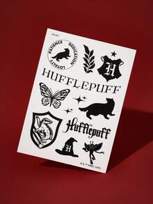 HARRY POTTER X SHEIN FanGlow 1 pezzo Adesivo tatuaggio semi-permanente al succo d'erbe Tassorosso, che dura 14 giorni senza sbiadire o riflettere, adatto per spalla, collo, clavicola, braccio, tatuaggio artistico per il corpo