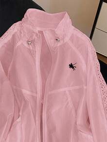 Resyla Women's White Long Sleeve Lightweight Windbreaker Jacket, Outdoor Casual - Pink - View 5