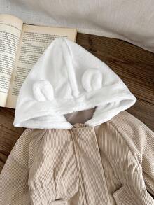 SHEIN Baby Girl Autumn&Winter Coat Casual Style Thicker And Warmer Jacket Fall - Khaki - View 8