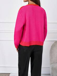 EURMUSE Graphic Pattern Drop Shoulder Cardigan