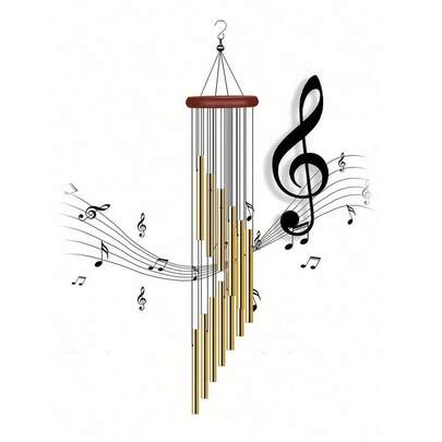 1 chiếc chuông gió ngoài trời gồm 12 ống hợp kim nhôm và móc treo, chuông gió tưởng niệm ngoài trời, trang trí ngày lễ, trang trí tiệc, trang trí nhà cửa và cửa hàng, thích hợp cho sân vườn ngoài trời và không gian tưởng niệm, trang trí lễ hội Rama, trang trí nhà cửa, trang trí phòng, trang trí tường, quà tặng sinh nhật, tốt nghiệp.