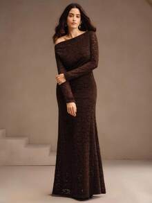 Anewsta Vestido Longo Elegante Marrom Novo para Mulheres, Adequado para Festa, Ação de Graças, Natal, Outfit Aconchegante de Outono e Inverno