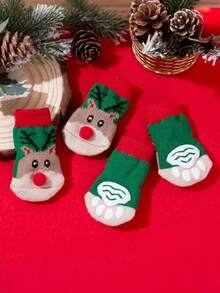 PETSIN 1 Pair Of Pet Christmas New Year Anti-Slip Socks, Christmas Anti-Slip Paw Pads, Anti-Slip And Stain Resistant, Dog Socks Christmas Supplies